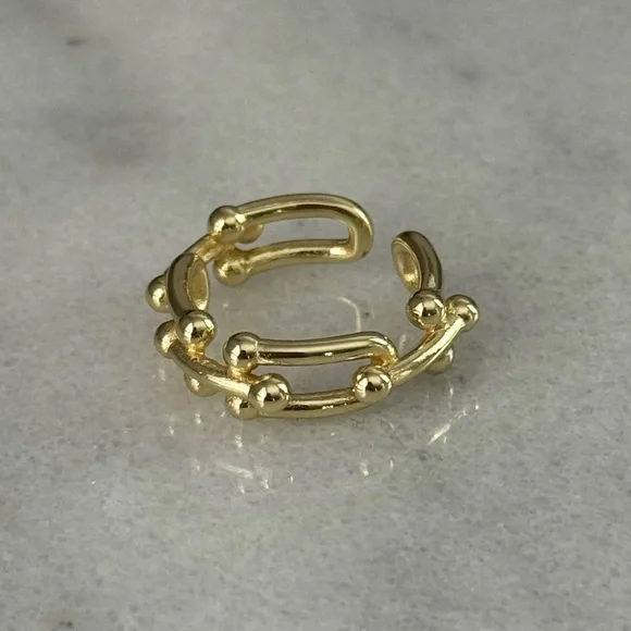 Gold Chain Link Chunky Ring Brand New - Picture 1 of 4